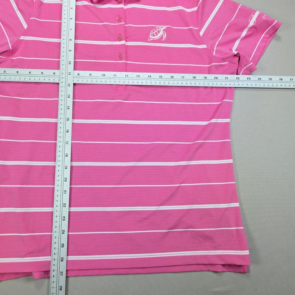 Peter Millar Polo Shirt Element Striped Performance Pink Sands Womens XL - Picture 8 of 8